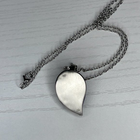 Genuine Lapis 925 Sterling Silver Over SS Leaf Necklace & Earrings Set - Picture 5 of 8